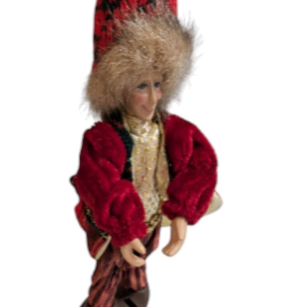 Aldik Medieval Jester Figure Ornament Nordic Santa red brown outfit 9 in vtg